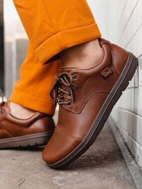 NWOT Lems Nine2Five Oxford Shoes Brown Tan Leather Size 14 Flexible Outsole